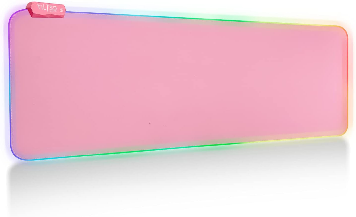Pink RGB Gaming Mouse Pad - LED Desk Mat 8 Light Modes Smooth Gliding Easy to