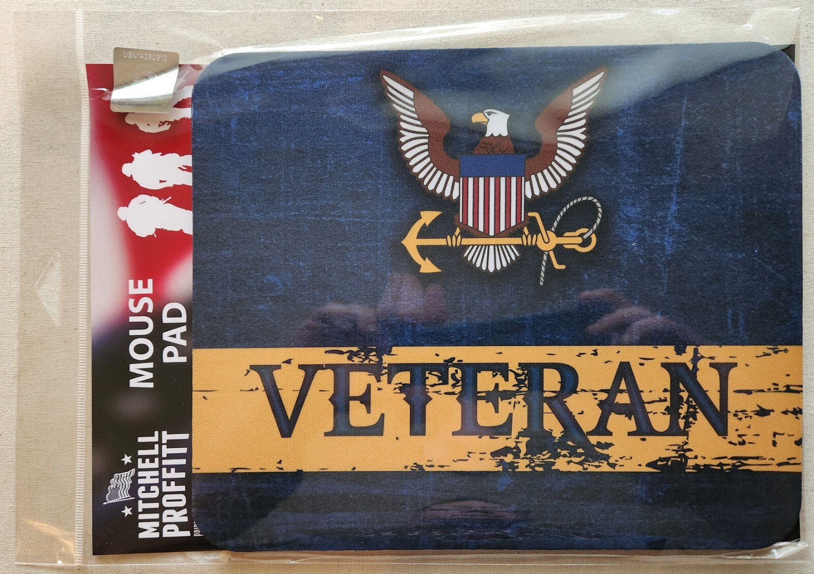 US NAVY VETERAN NEOPRENE MOUSE PAD - MADE IN USA