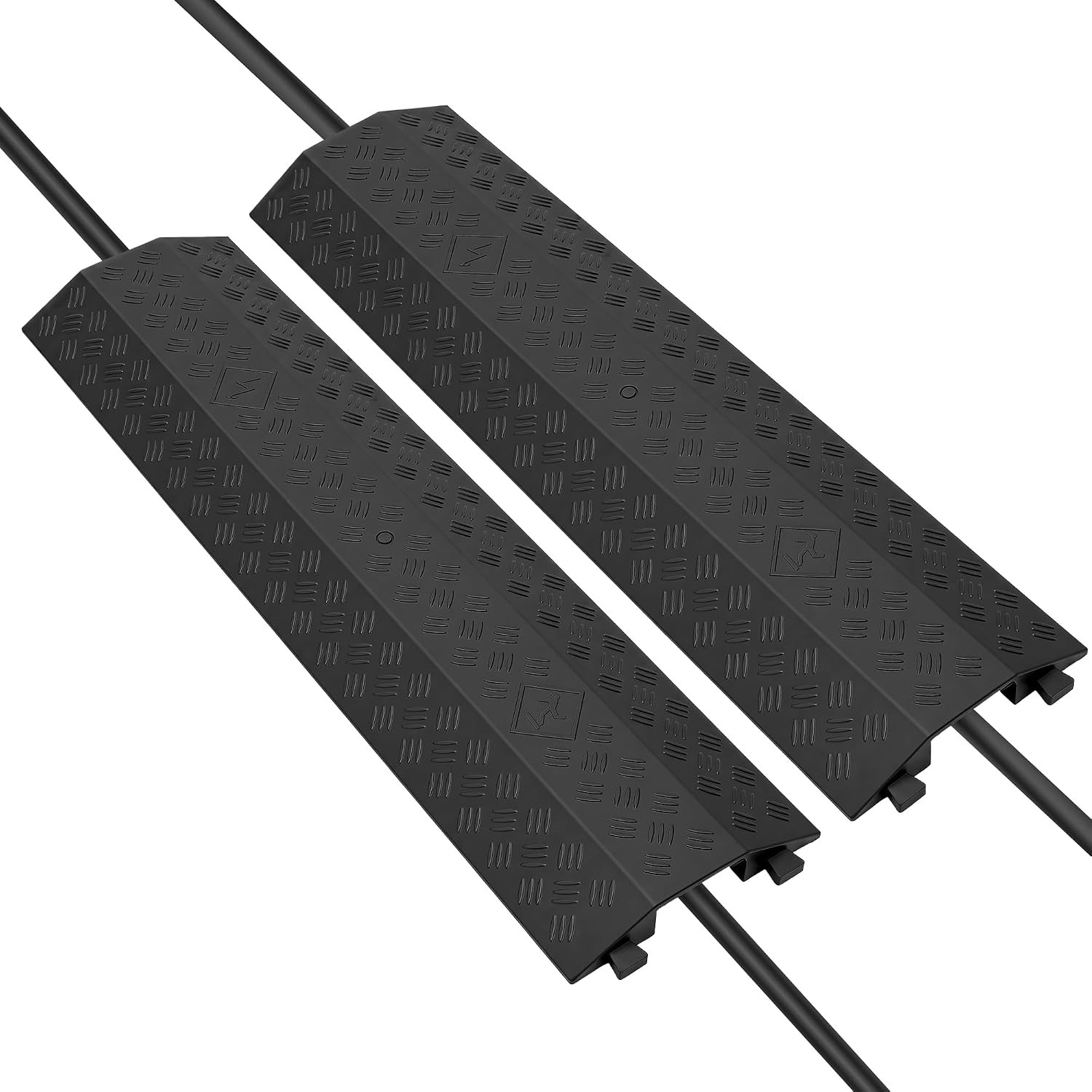 Floor Cord Cover for Wires on Floor,Cable Protector Ramp (WIDE-2PCS)