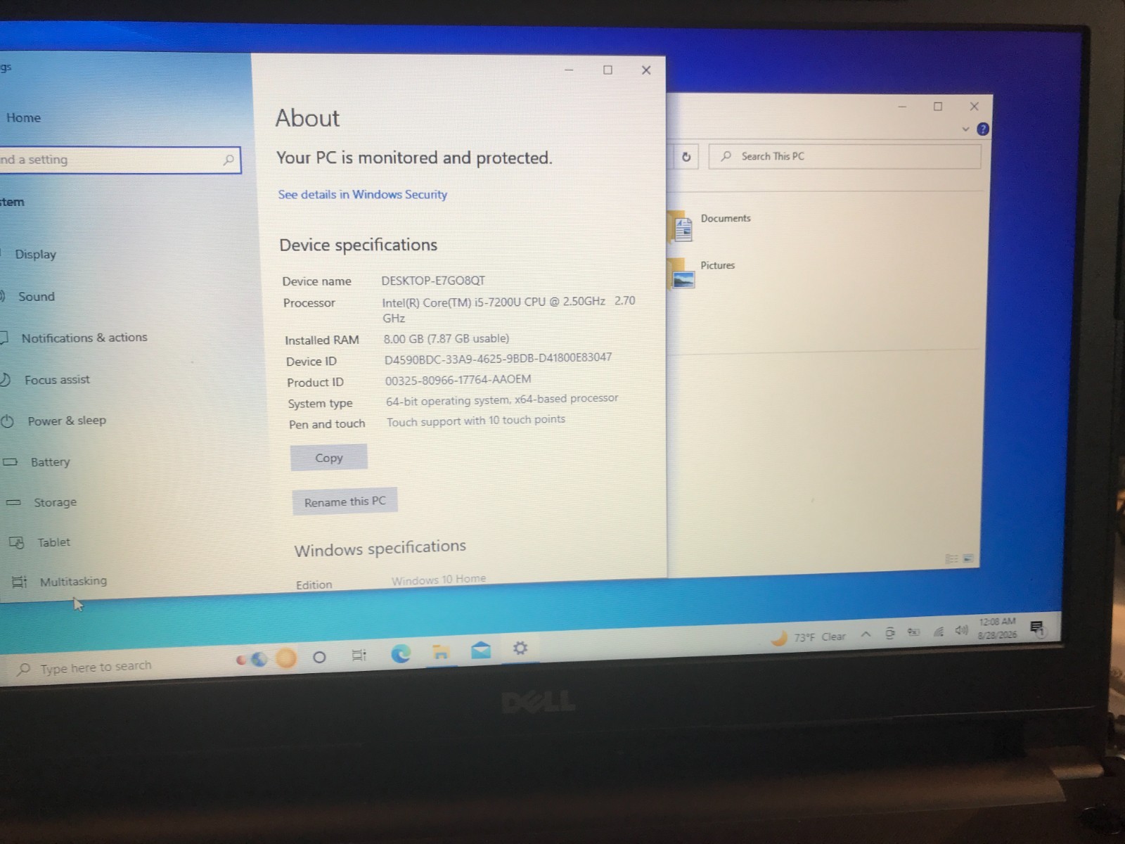 Dell Inspiron 15 I3567-5949BLK-PUS I5-7200U 8GB 2TB HDD Laptop USED Read* #13
