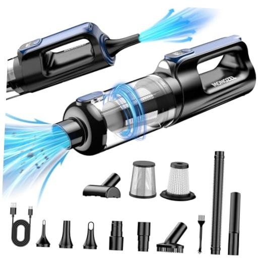 MONOZEL Car Vacuum Portable Cordless, 18000Pa 2 in 1 Vacuum Cleaner&Air Blue
