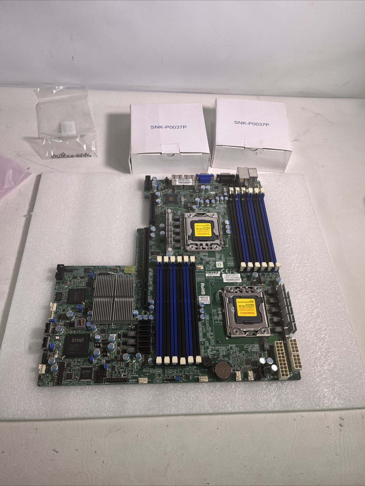 Supermicro X8DTU-F Motherboard | Dual LAN, and 2 Heatsink SNK-P0037P, NEW