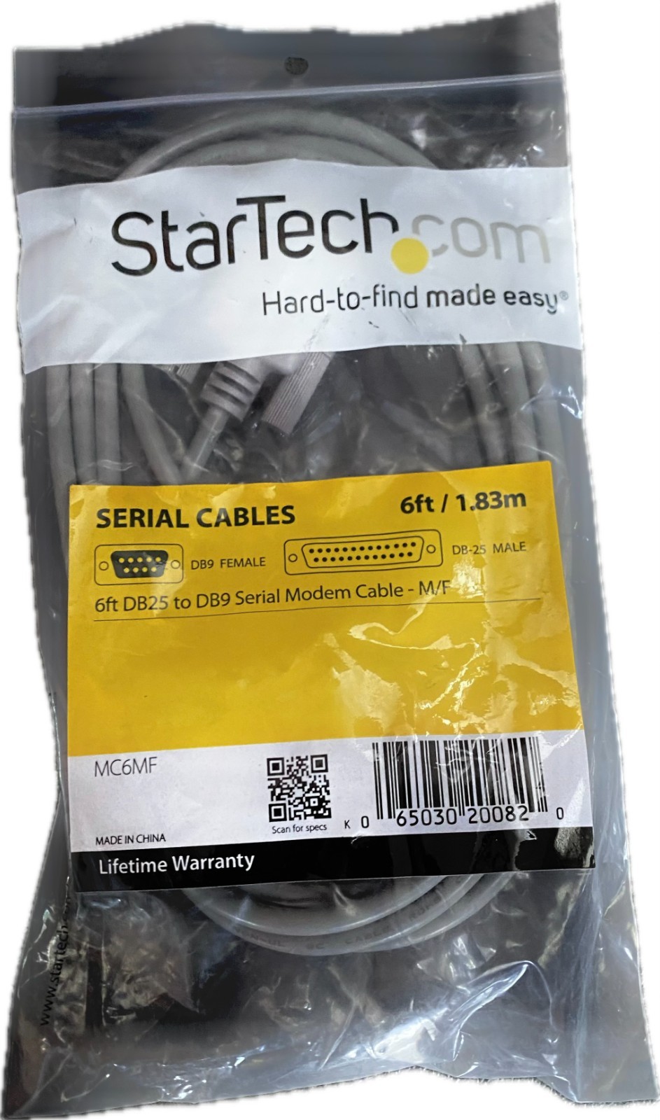 StarTech MC6MF 6ft DB25 to DB9 Serial Modem Cable - M/F