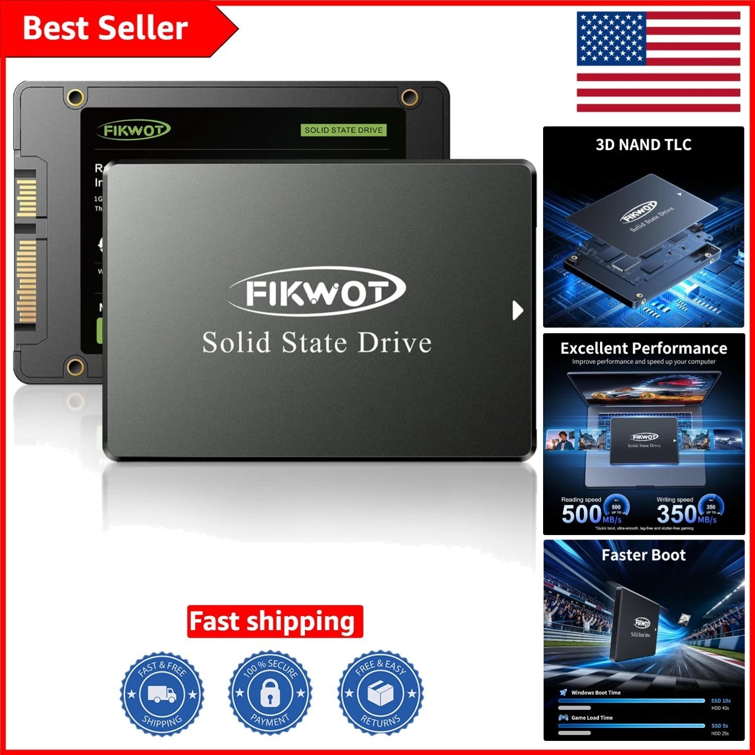FS810 128GB Solid State Drive - 560MB/s Read Speed, Secure and Compact Storage