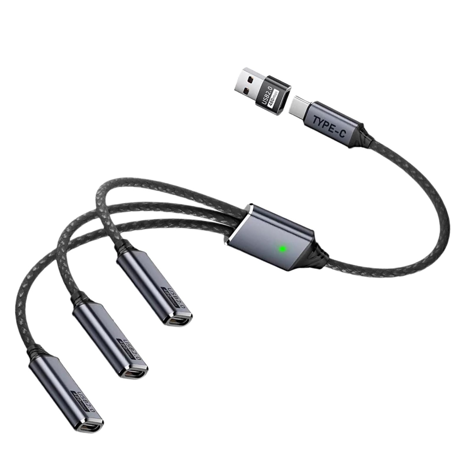 Danfetsoy USB C Splitter 1 to 3 Charging Cable & Type A to C Adapter 25cm