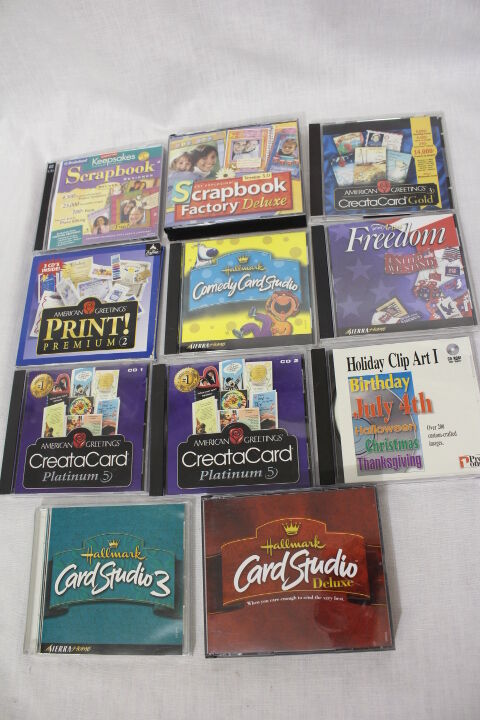 Lot of 11 Card Designer Computer Programs (25 Discs)AmericanGreetings,Hallmark..