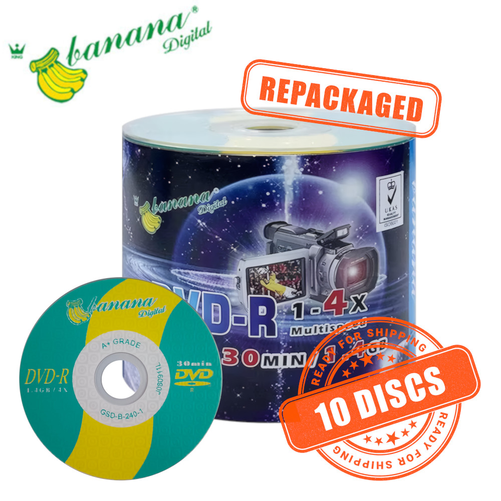 Banana Digital Mini DVD-R 4x 8cm 3" Disc 1.4 GB Blank DVD Recordable - 10 Discs