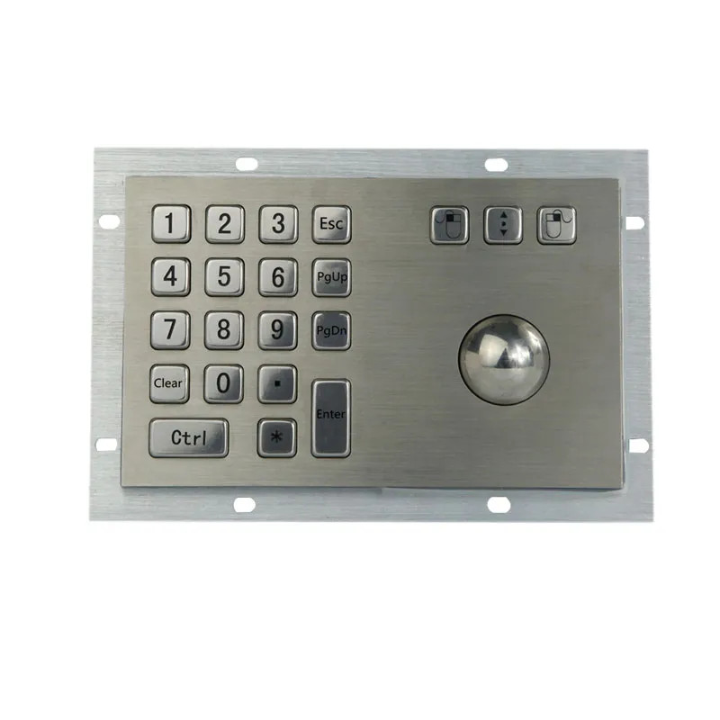 18 Keys Vandal-Proof Industrial Keyboard Metal Numeric Keypad With Trackball