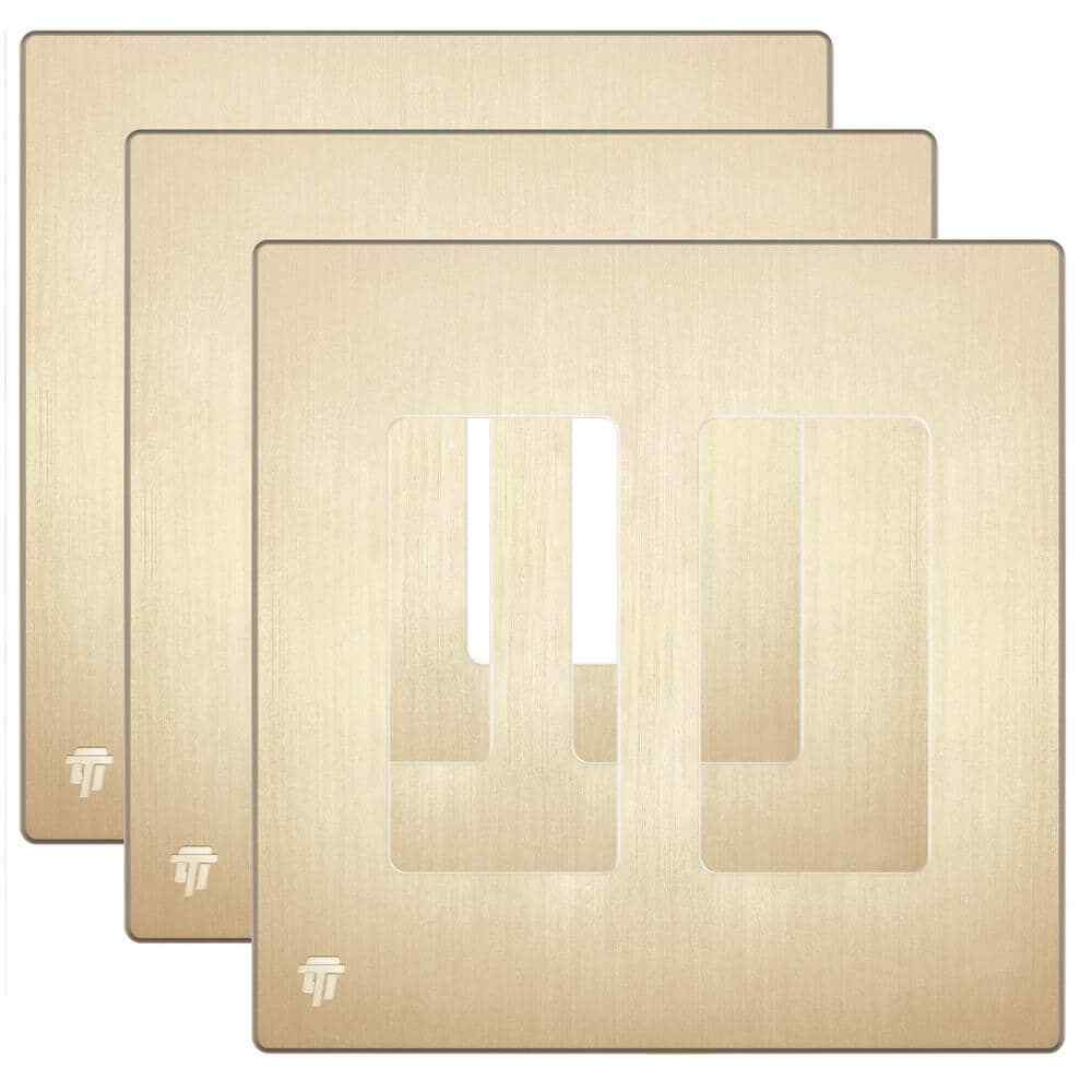ENERLITES Elite Series 2-Gang 4.68 x 4.73 Screwless Wall Plate, Gold (7-Pack)