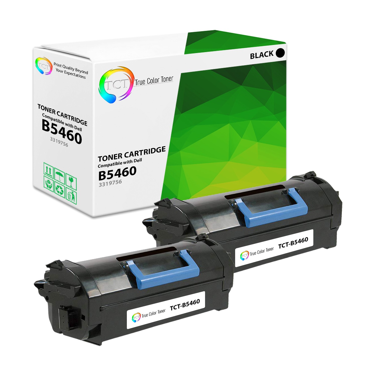2Pk TCT 331-9756 For Dell B5460dn B5465dnf Premium Black Compatible Toner