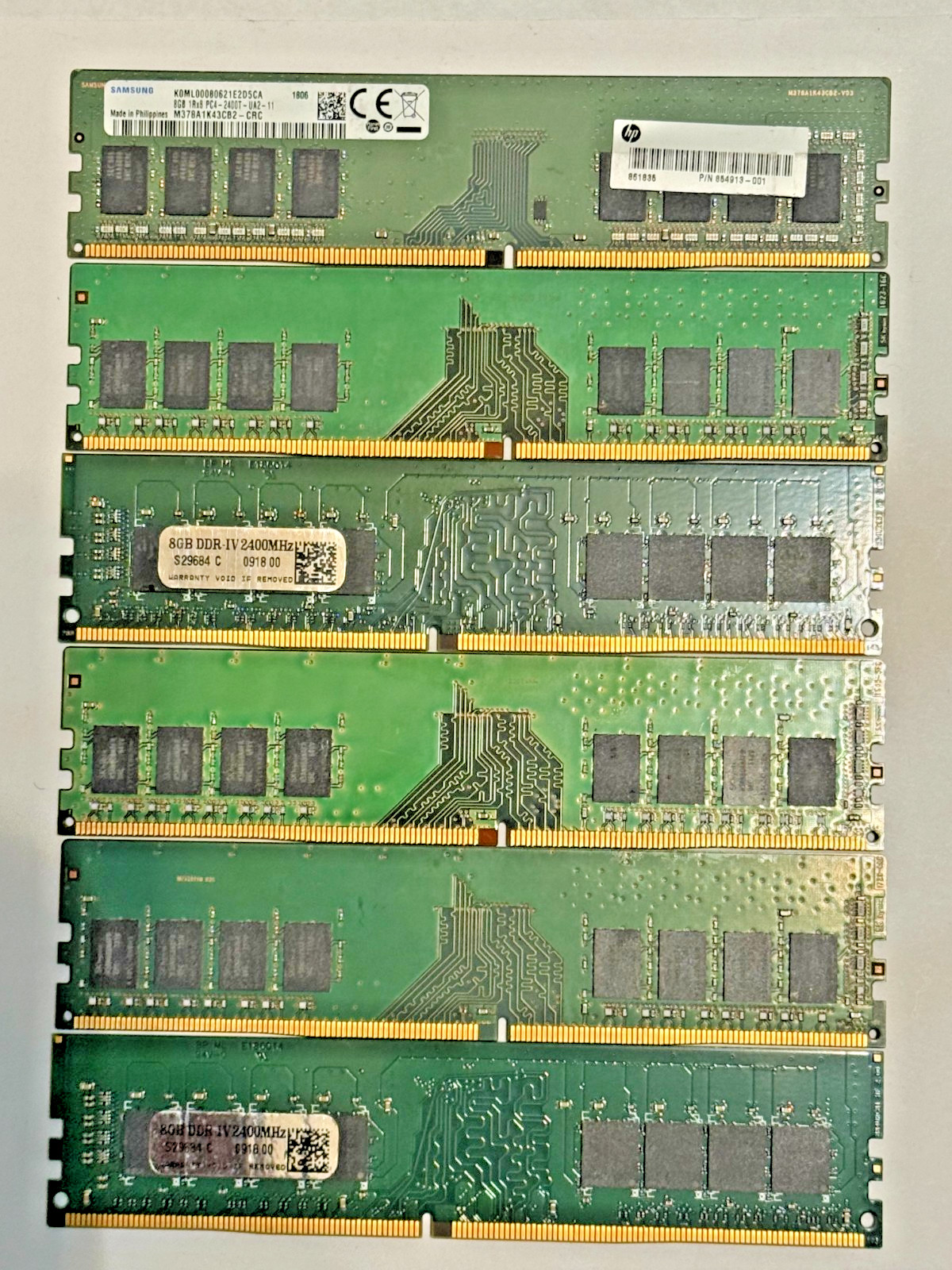 Lot of 6 8GB DDR4-2400 PC4-19200 UDIMM Desktop RAM Non-ECC 48GB