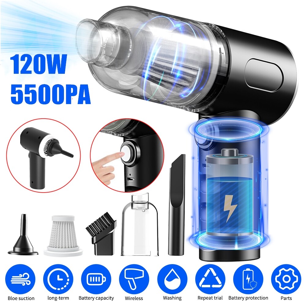 Portable Cordless Car Vacuum Cleaner & Air Duster, Power Suction 2 in 1 Handheld