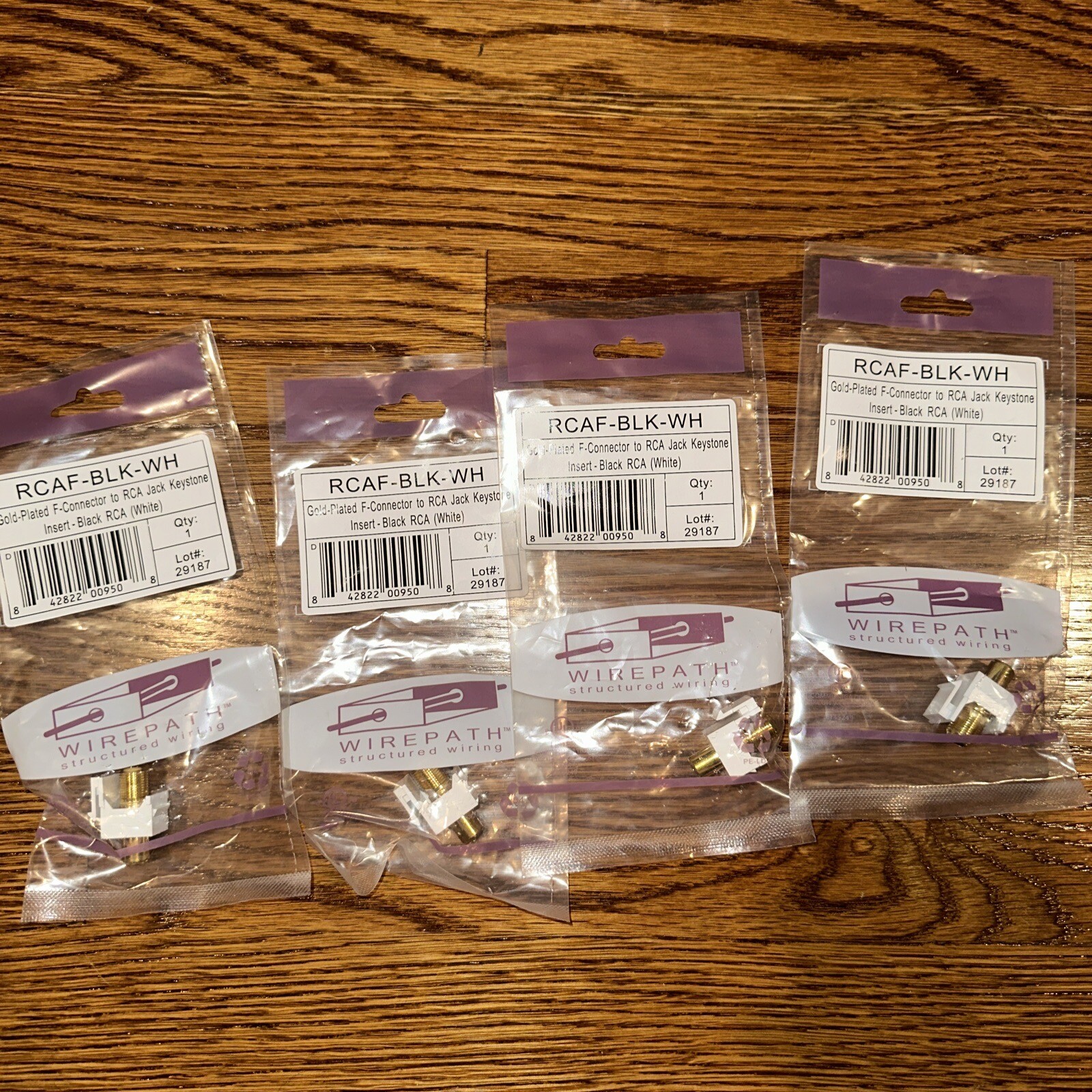 4 Pack Of Wirepath Gold Plated F-Conenctor to RCAF BLK WH Lot Of 4