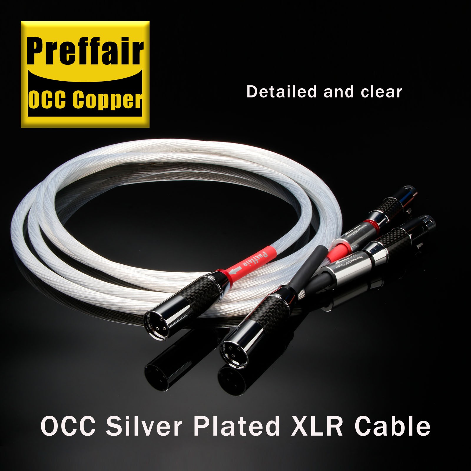 Low Noise OCC Copper Balanced XLR Cable Premium OCC Copper Carbon Fiber Housing