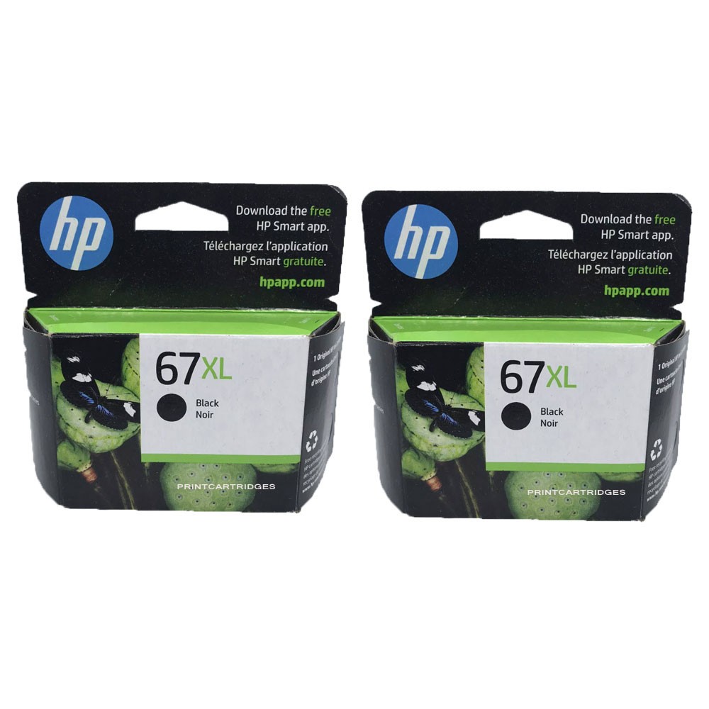 2pcs HP 67XL Black Ink Cartridges In Retail Box