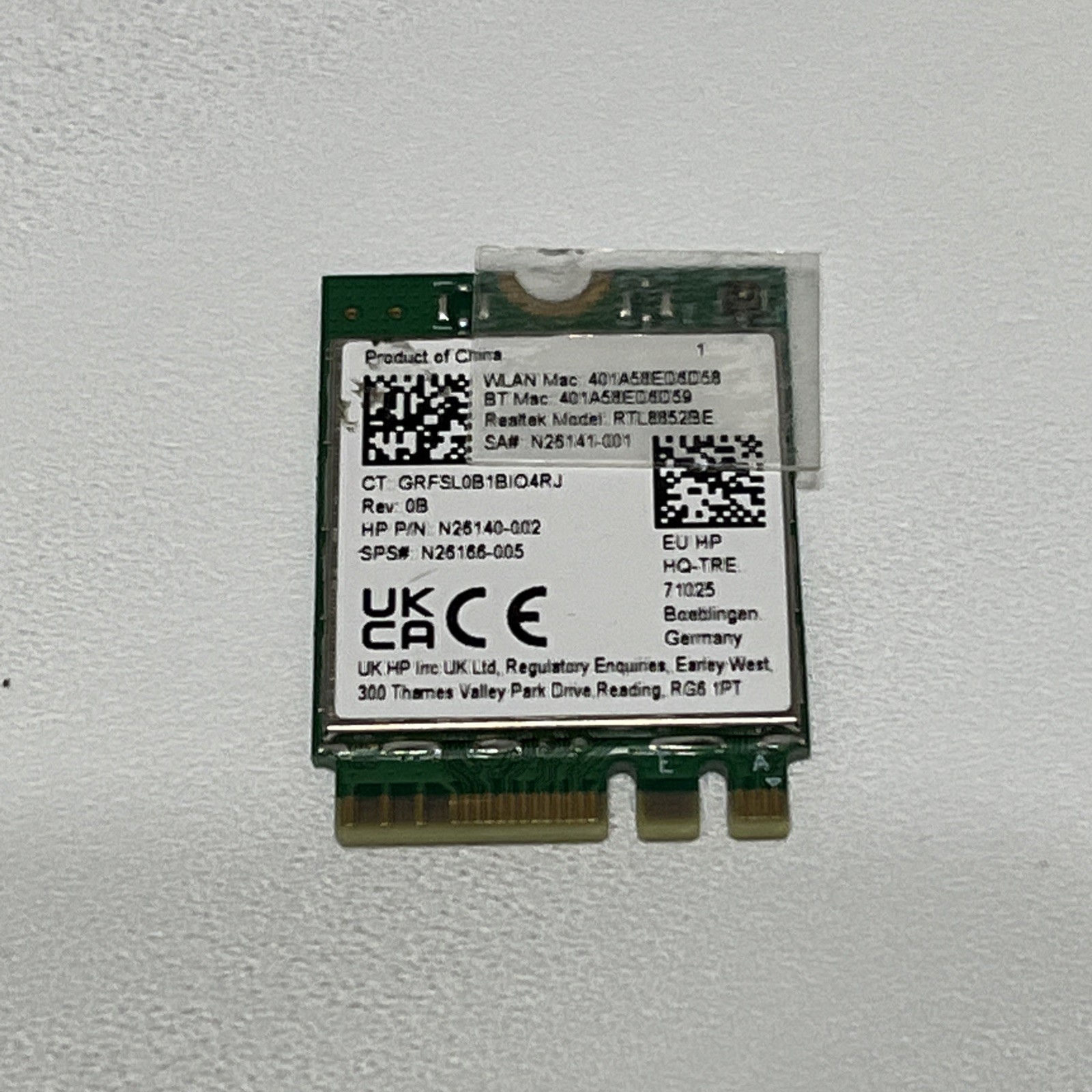 N26140-002 HP Wlan 6 Realtek Choya Ax 1X1 Fox 17-Cn3053Cl "GRADE A"