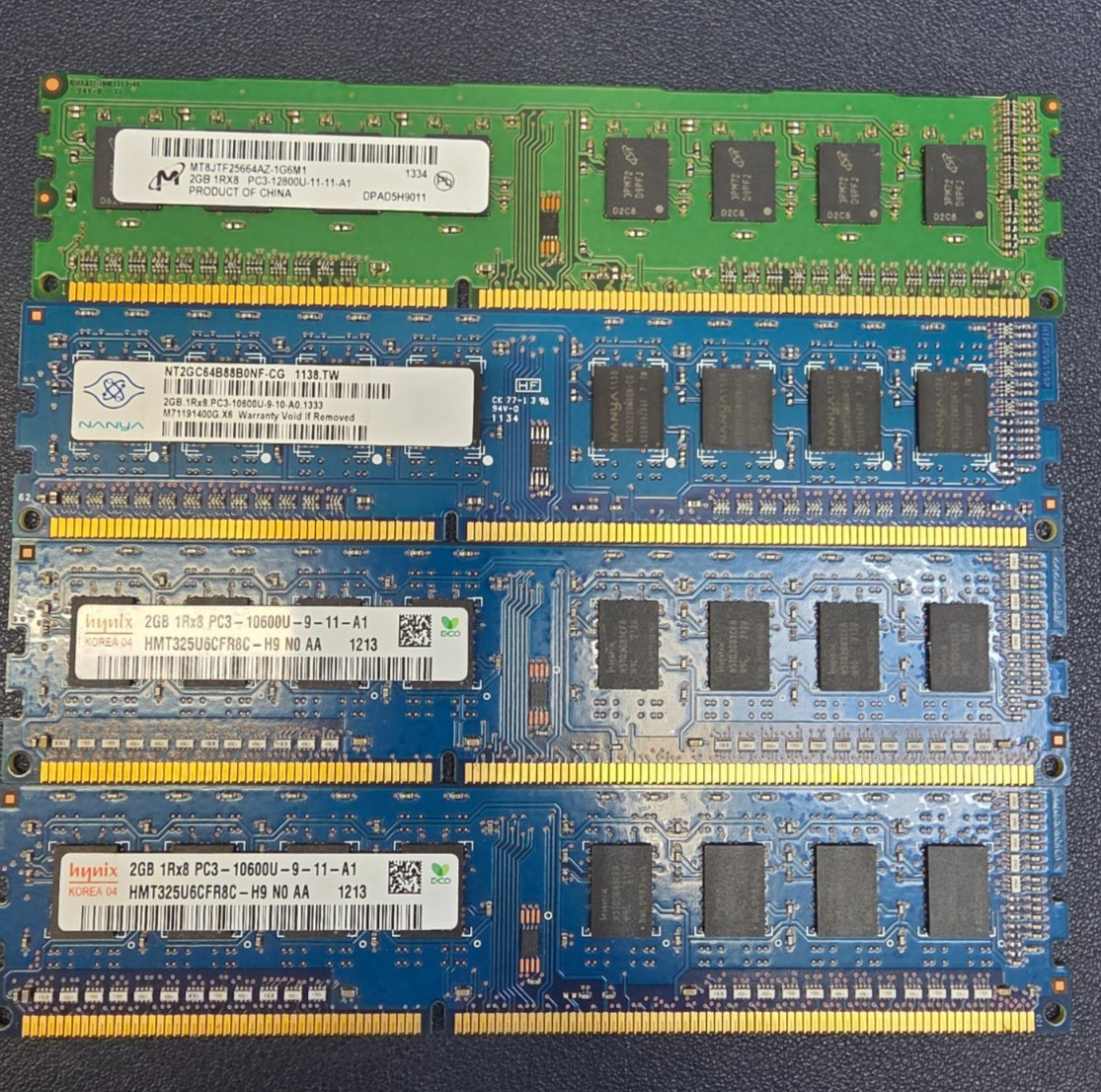 Lot of 6 hynyx-micron 2GB 1RX8 PC3-10600R Memory Ram