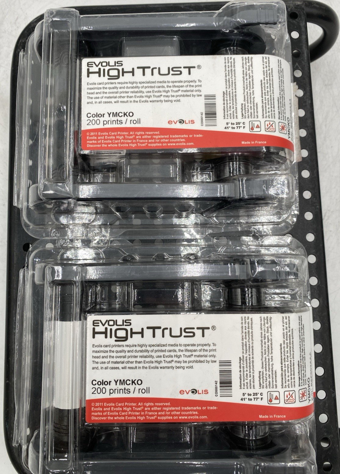 LOT OF 2 EVOLIS HIGHTUST COLOR YMCKO 200 PRINTS