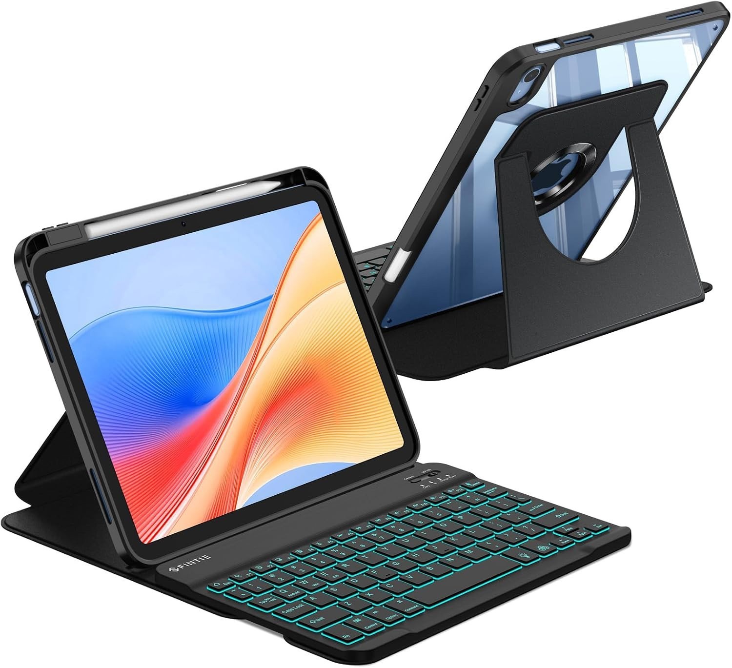 Rotating Keyboard Case for iPad (A16) 11th Gen 11-inch Clear Hard Back Cover