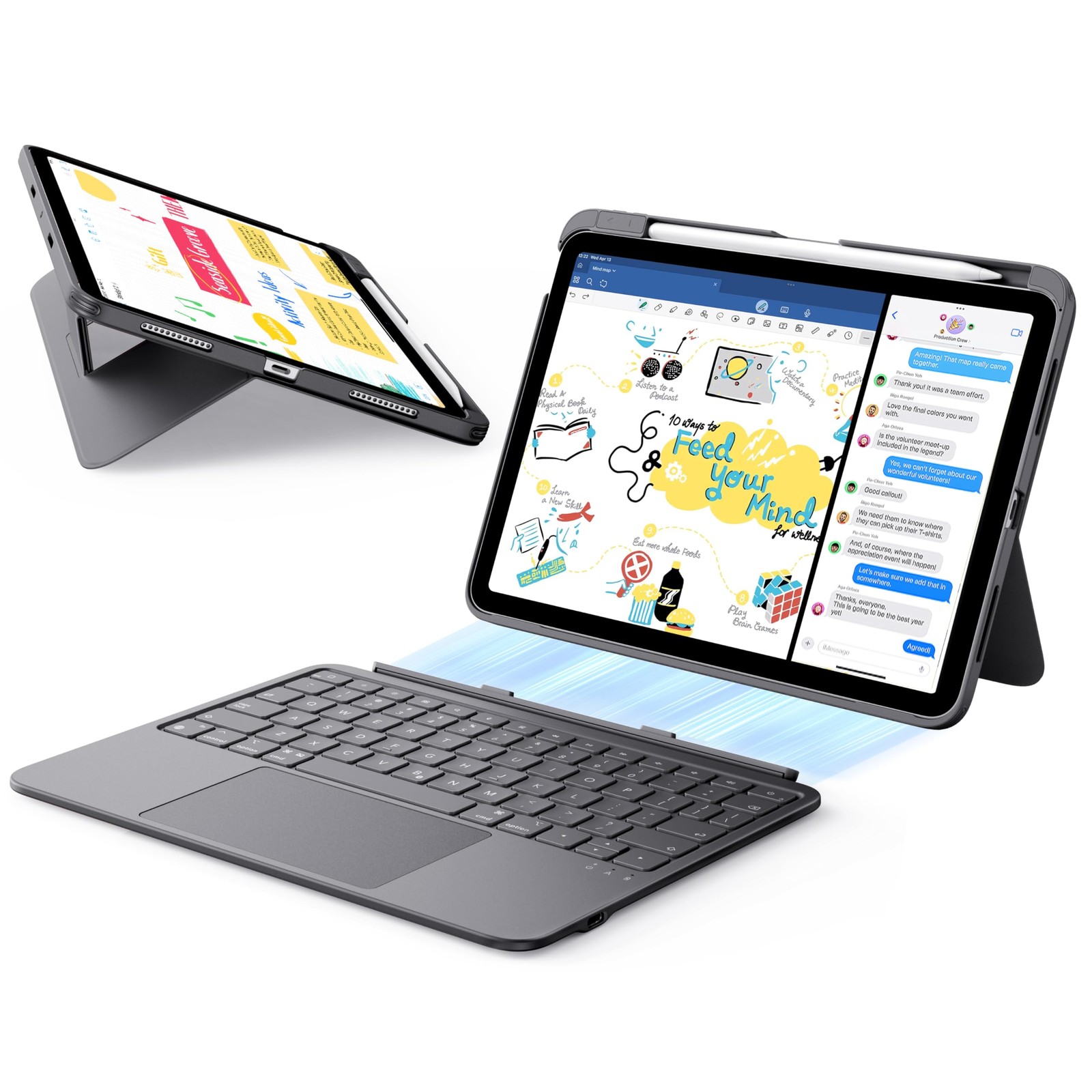 ESR Flex Keyboard Case iPad Air 11 M4 M3 M2 Detachable Trackpad Stand Gray