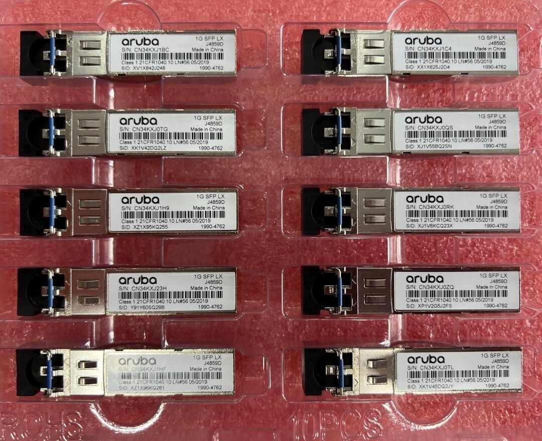 2pcs Genuine HP Aruba J4859D 1000BASE-LX 1G SFP Transceiver Module