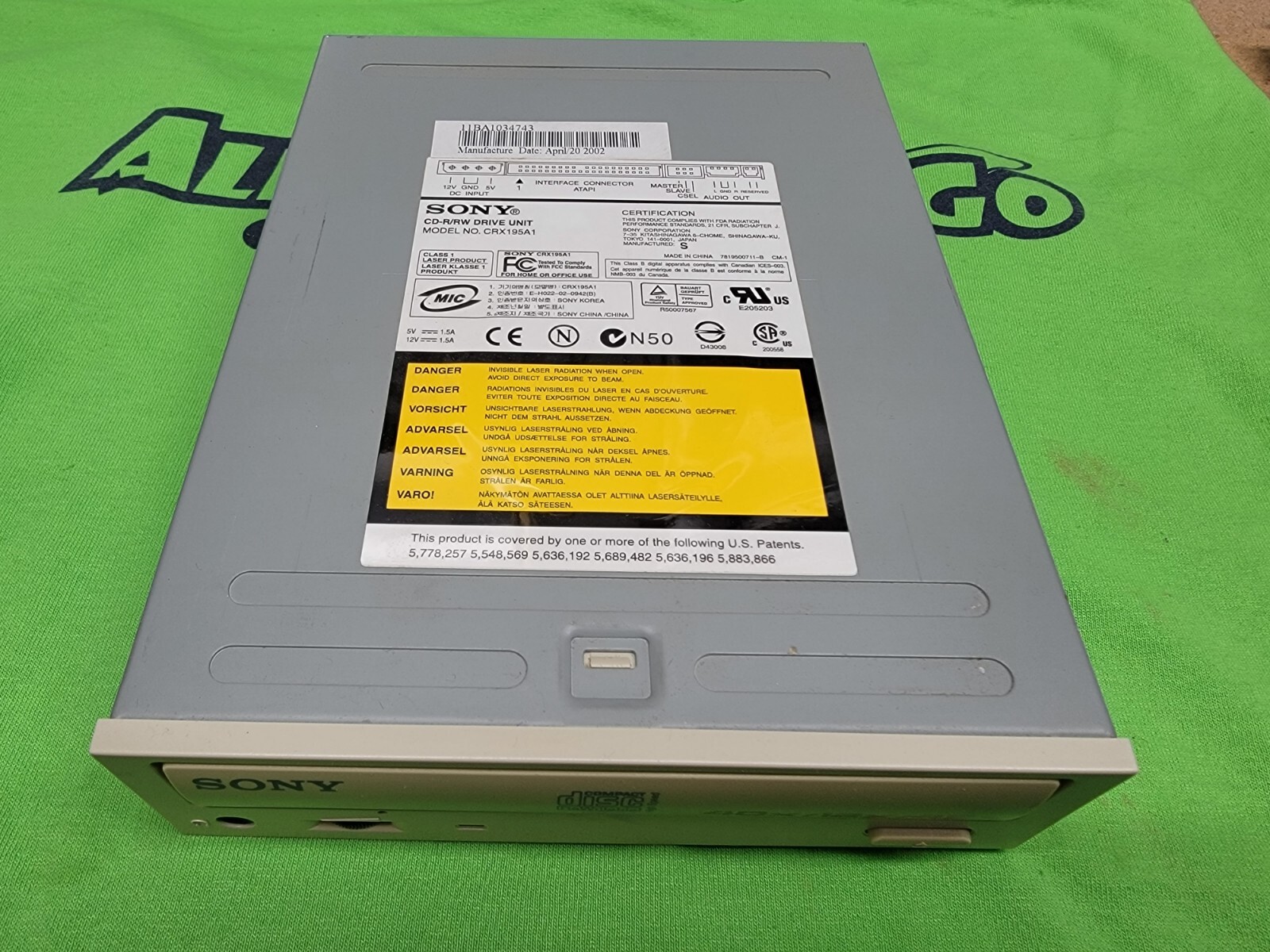  SONY Internal IDE CDRW Drive 40x12x48x - CRX195A1 