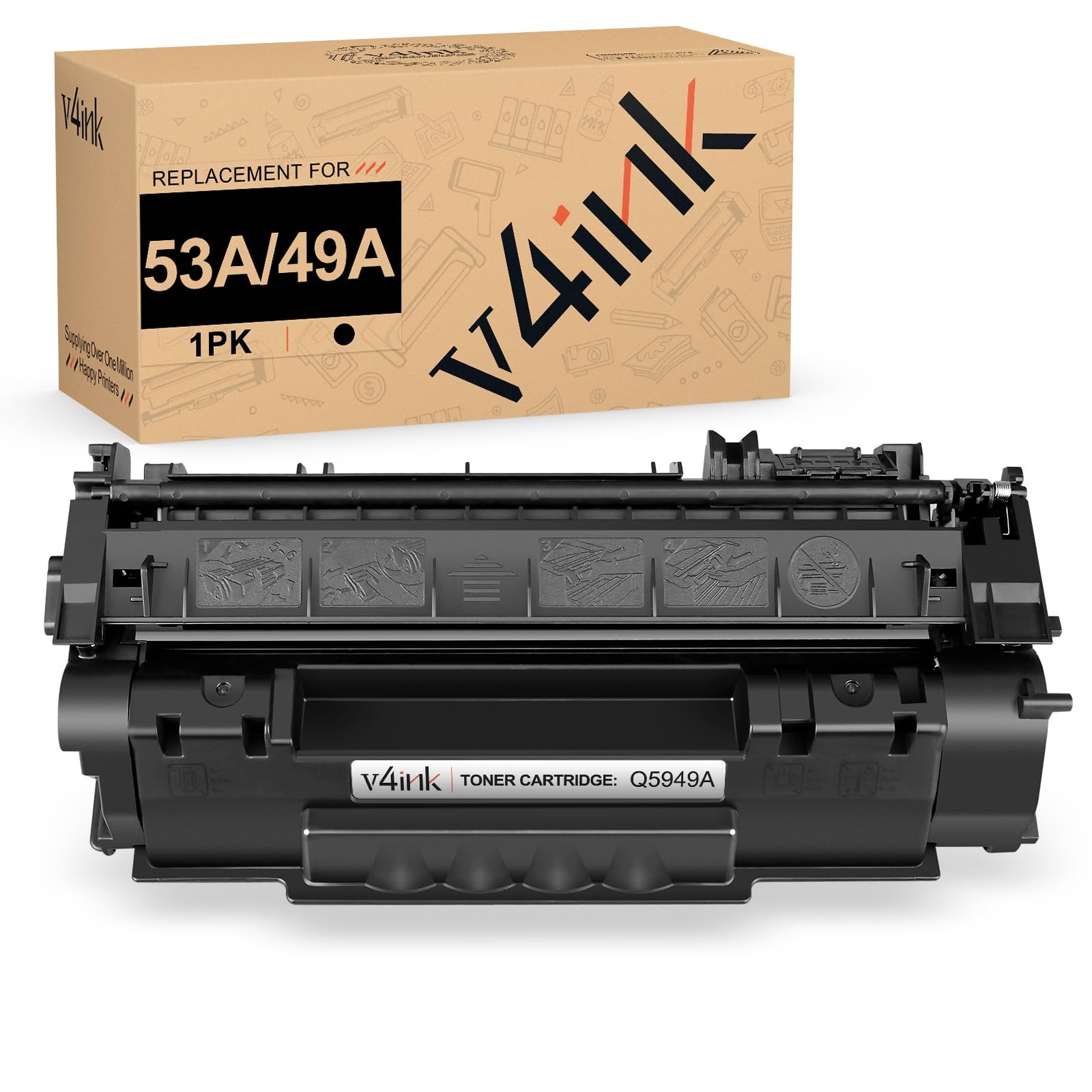 V4INK 49A Q5949A Black Laser Printer Toner Cartridge for HP Printers 3000 Pages