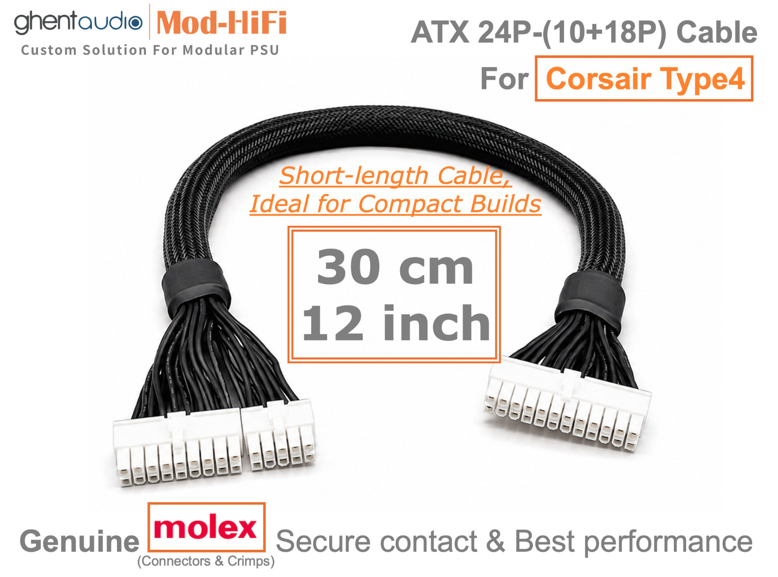 ⚡️ATX 24-Pin Cable for Corsair SF Series Old SF450 SF600 SF750 -📏30cm / 12 inch