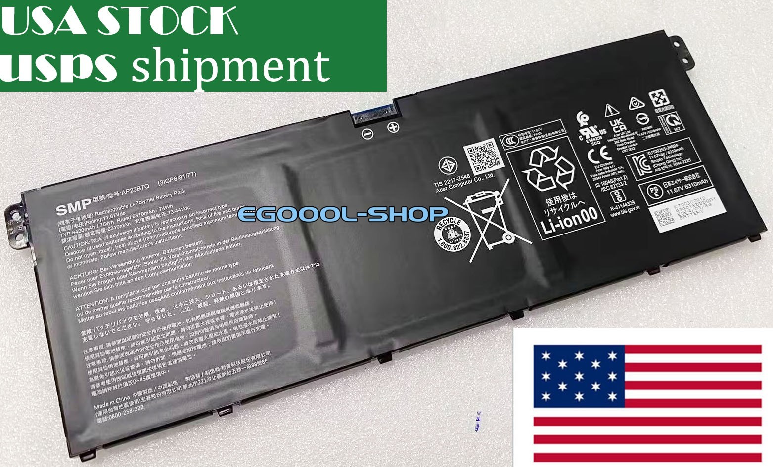 New Genuine AP23B7Q BATTERY For Acer  ASPIRE 14 AI A14-52MT-701K  6430MAH 75Wh