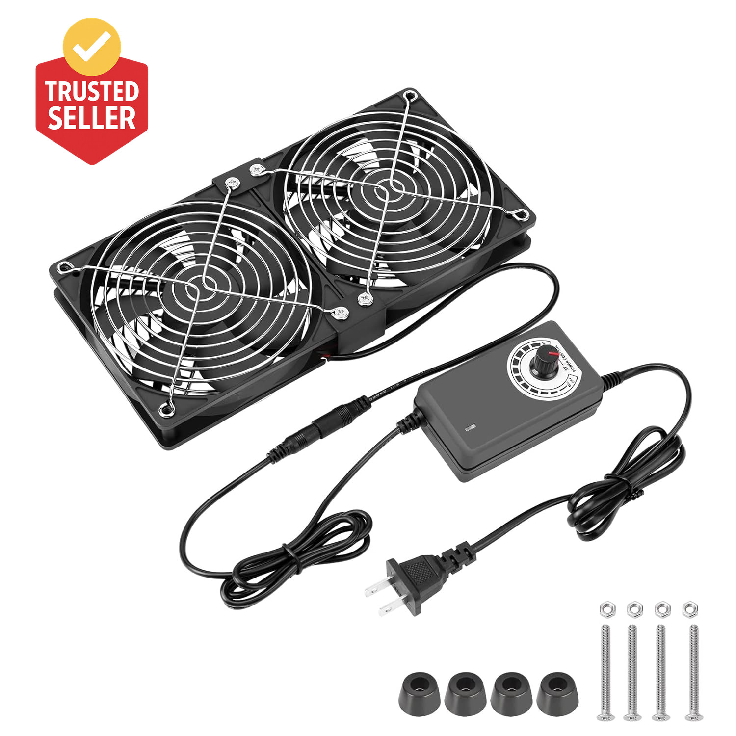 Dual 120Mm High CFM Computer Fans with AC Plug, AC 110V - 240V Variable Speed Fa
