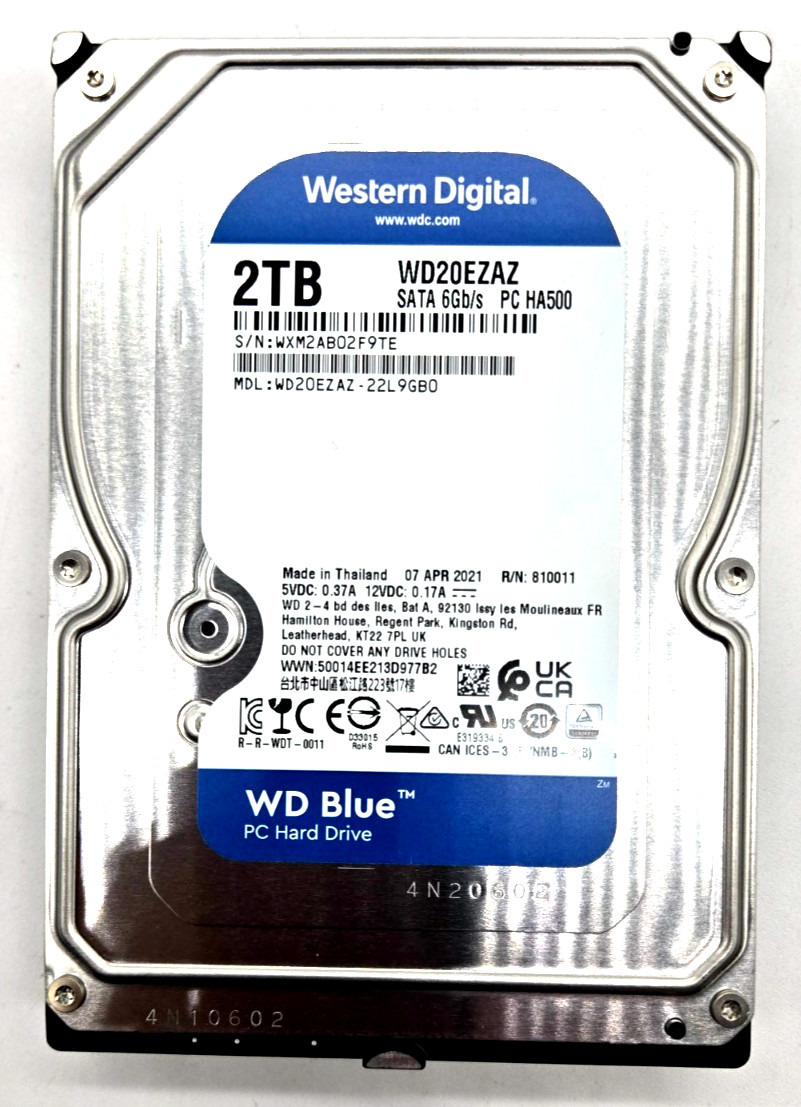 WD20EZAZ-00L9GB0 S/N: WXB2D WESTERN DIGITAL 2TB THAILAND MAR 2022