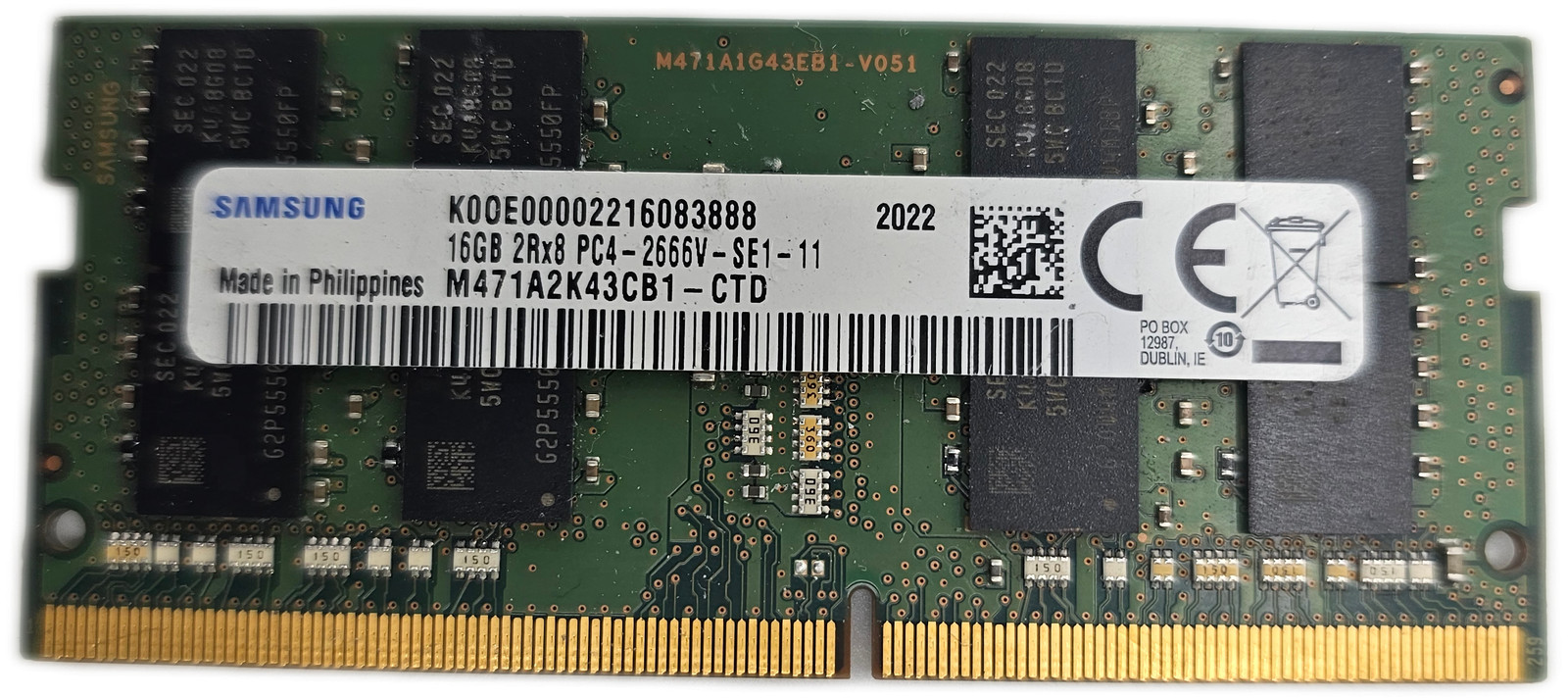 SAMSUNG 16GB DDR4 SO-DIMM 2666MHz PC4-21300 Laptop Memory 