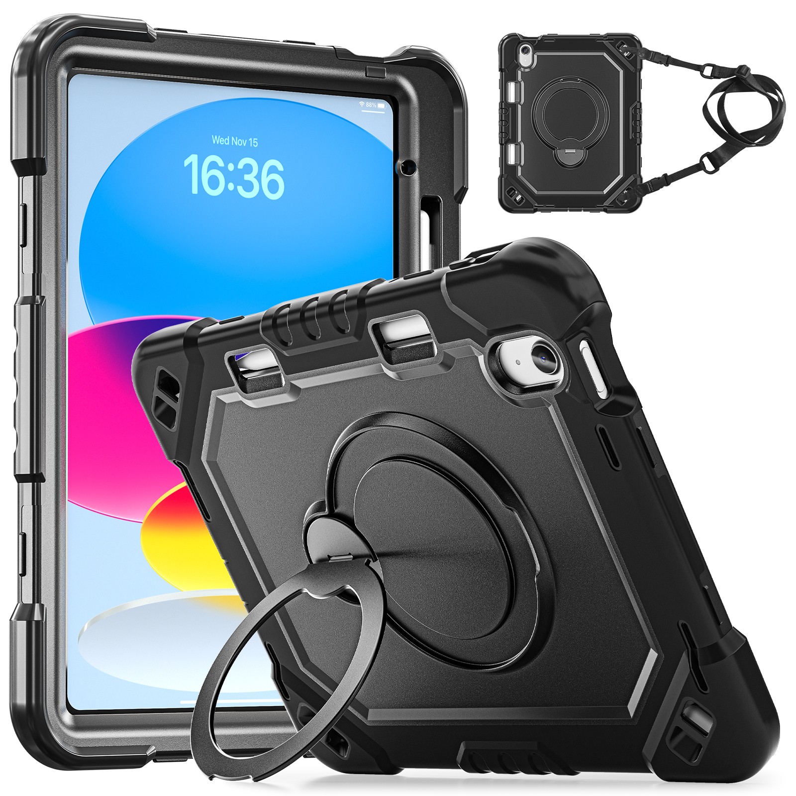 360° Rotation Aluminum Handle Kickstand Case for iPad (A16) 11th 2025/10th 2022