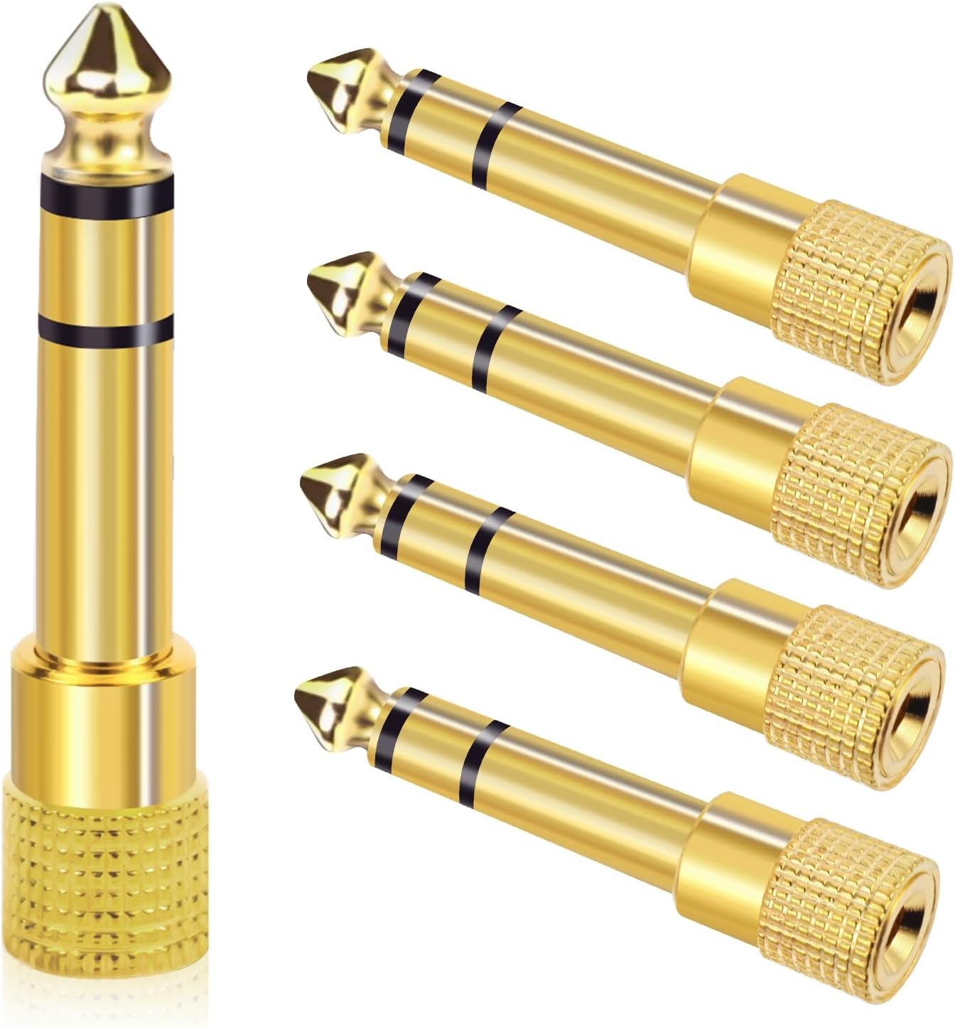 5-Pack 3.5mm to 1/4" Adapter, Gold Plated Headphone Jack gold-plated 