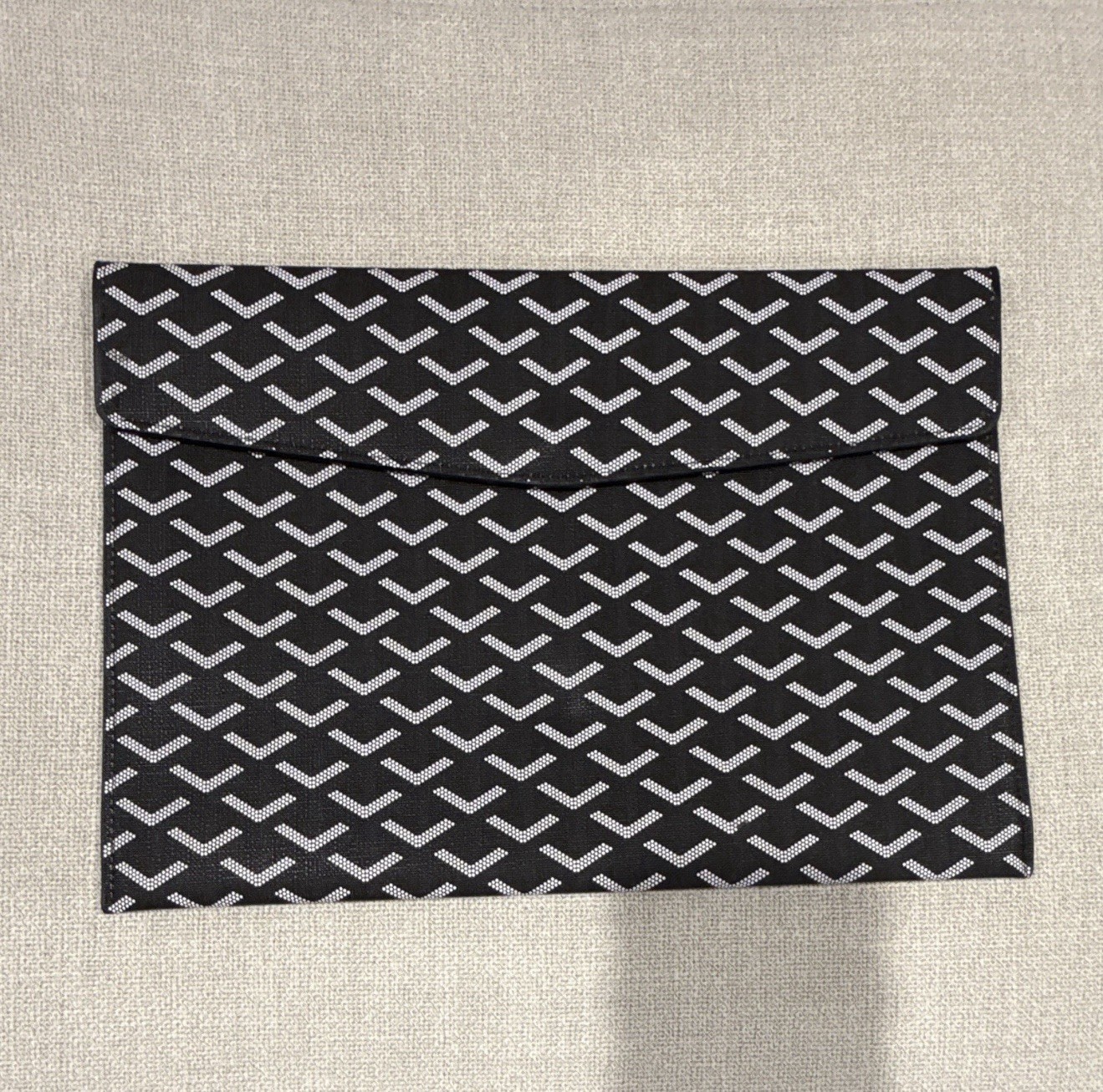 13 in Leather Laptop Sleeve Case Black/White Geometric Water Resistant MacBook