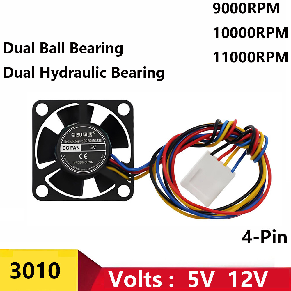 3010 DC Brushless 5V 12V Quiet Mini Cooling Fan Dual Ball Bearing For Laptop