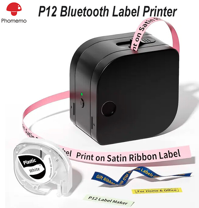 Phomemo P12 Bluetooth Printer Thermal Transfer Label Maker Sticker Machine