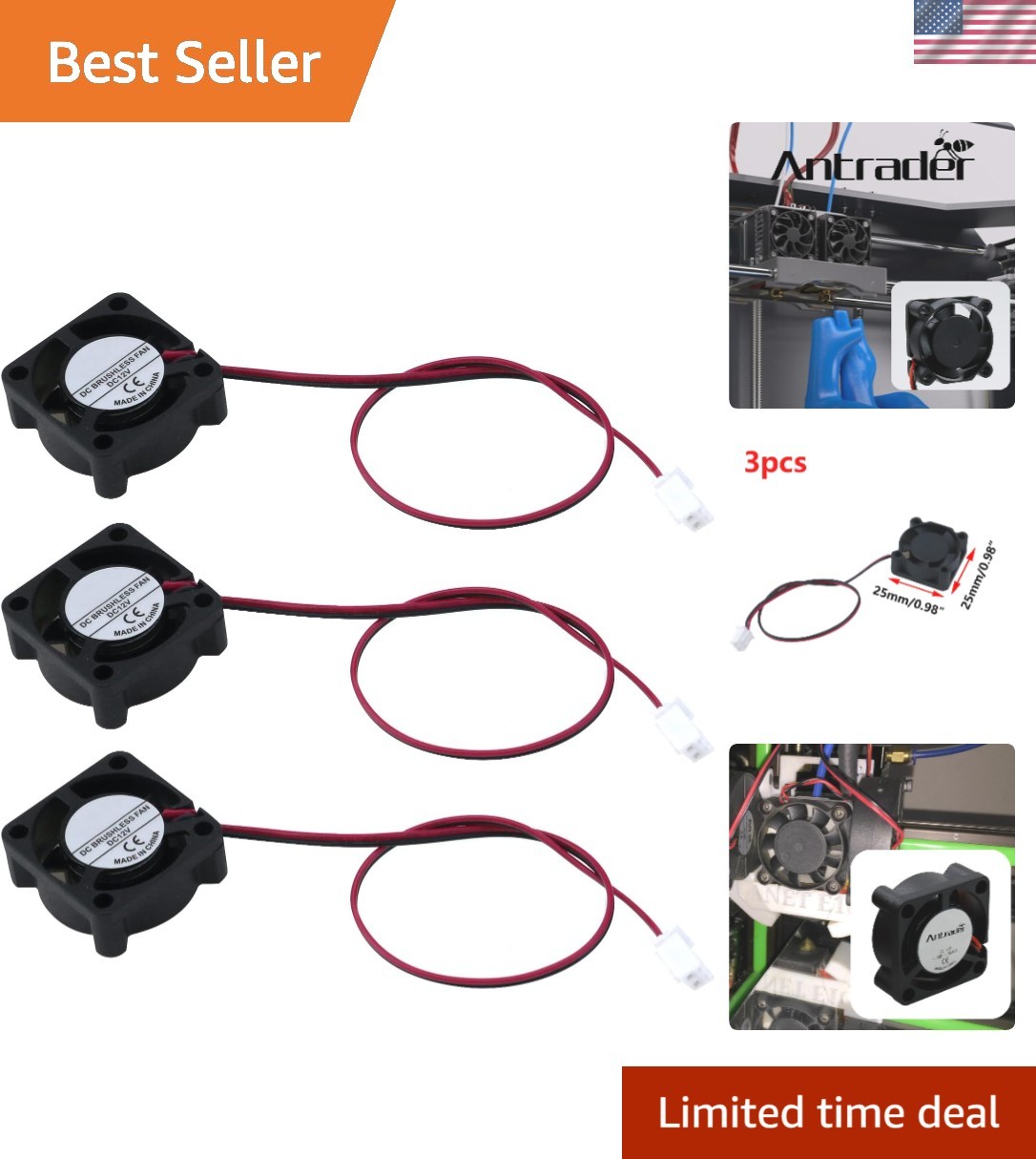 Ultra Quiet 12V Mini Brushless Cooling Fans - Compact 25mm for DIY Projects