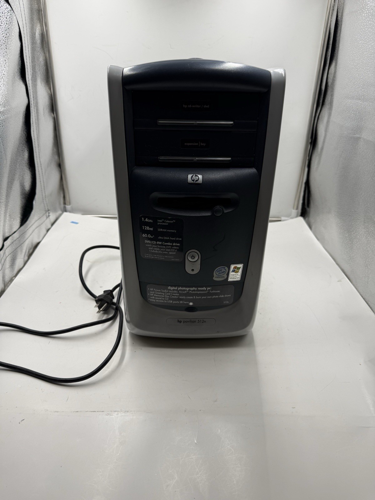 Vintage HP Pavilion 500 512n Desktop PC Intel Celeron Gaming DVD CD Writer Works