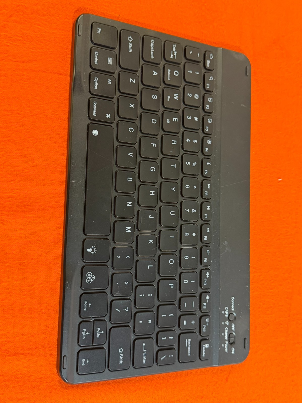 Bluetooth 3.0 Wireless Keyboard Rechargeable 7 Color Backlit Tablet iPad Black