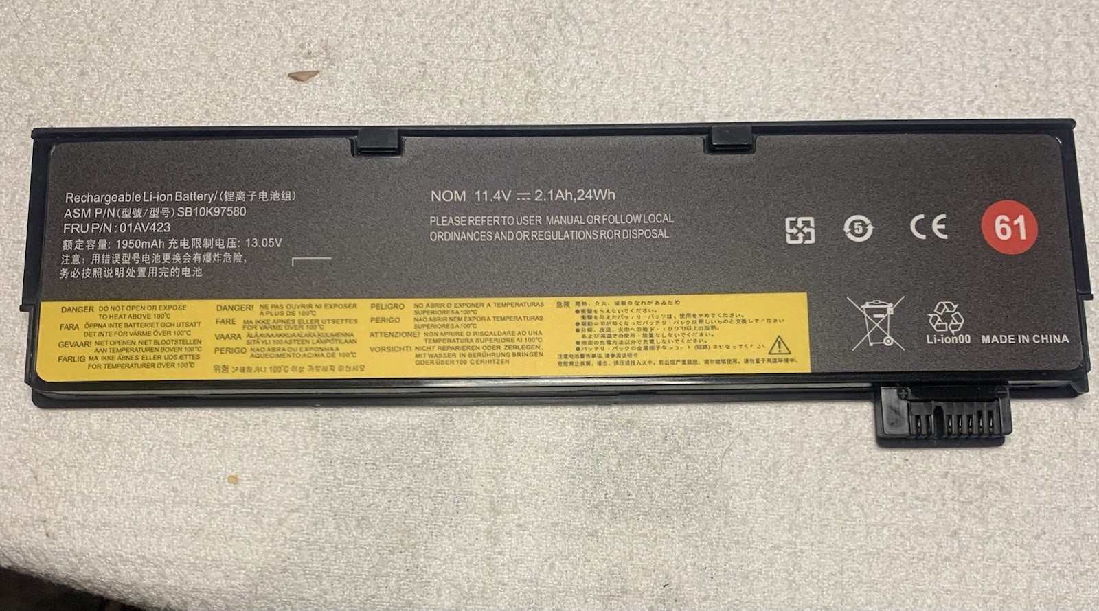 61 24WH Battery for Lenovo ThinkPad T470 T480 T570 T580 01AV423 01AV424 01AV422