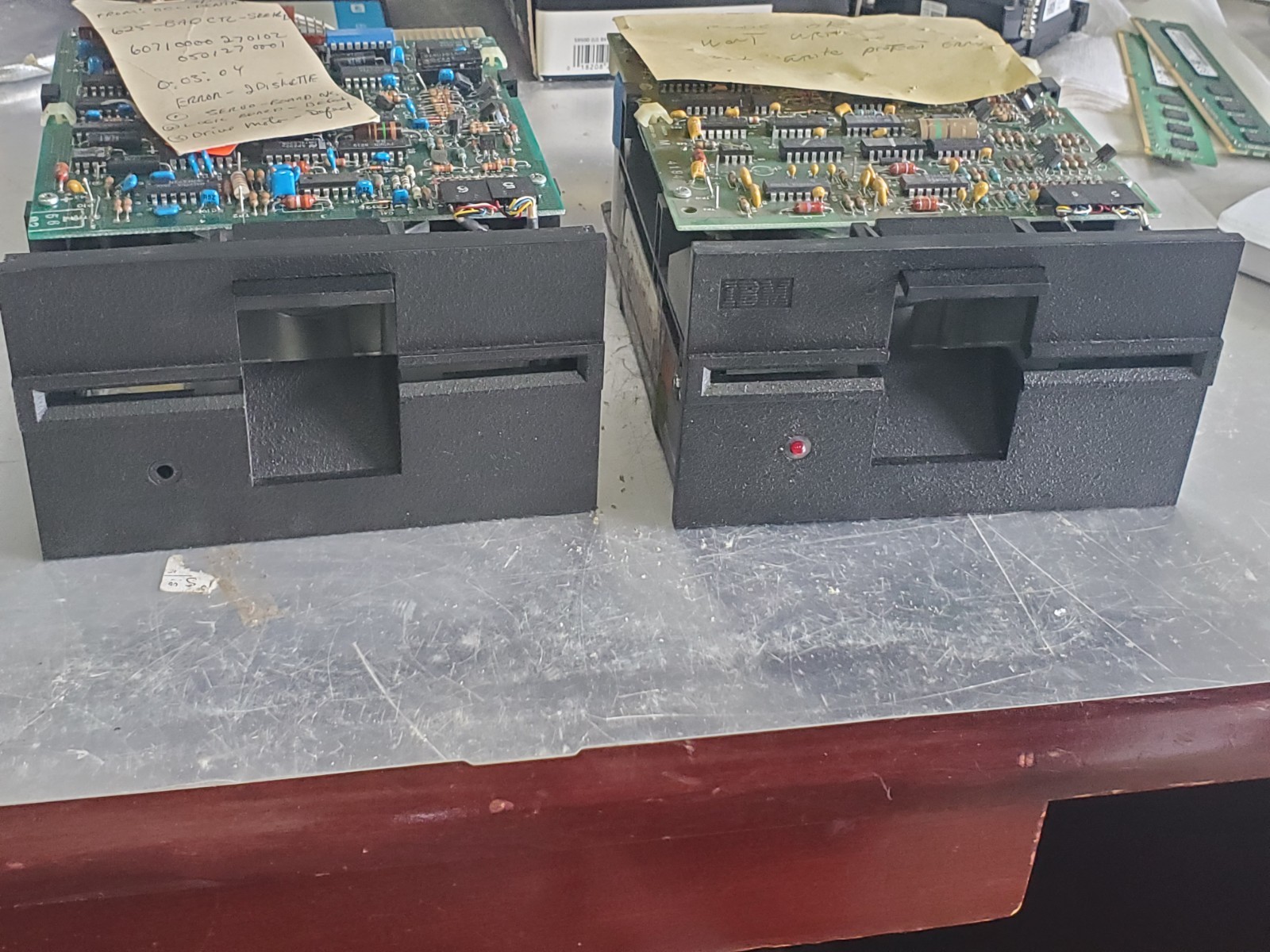 Pair of Vintage IBM Tandon TM-100-1A 5.25" Full Height Floppy Disk Drives AS IS