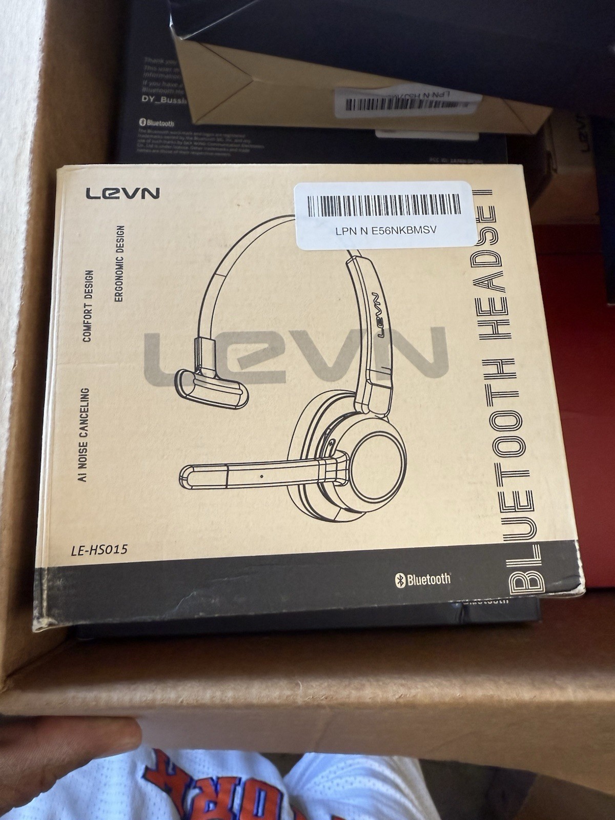 LEVN LE-HS015 Bluetooth Headset, AI Noise Cancelling, Boom Mic, Headband