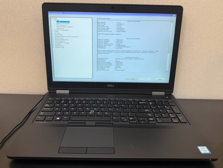 Dell Latitude E5570 15.6" i7-6600U 8GB RAM 0GB SSD No Cam Good Battery Read