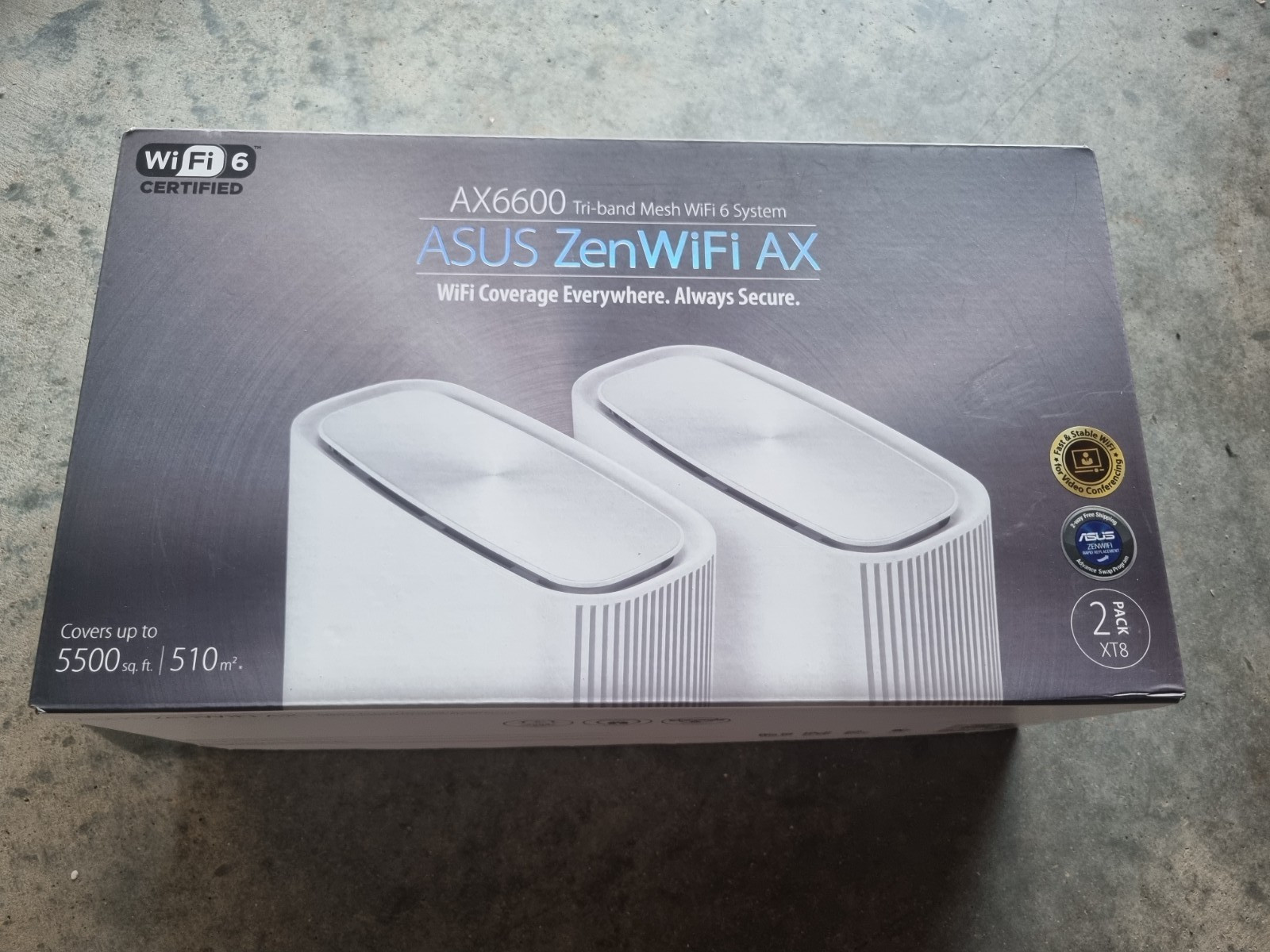 2 x ASUS ZenWiFi XT8 Tri-Band Mesh Wi-Fi 6 System - White Boxed 