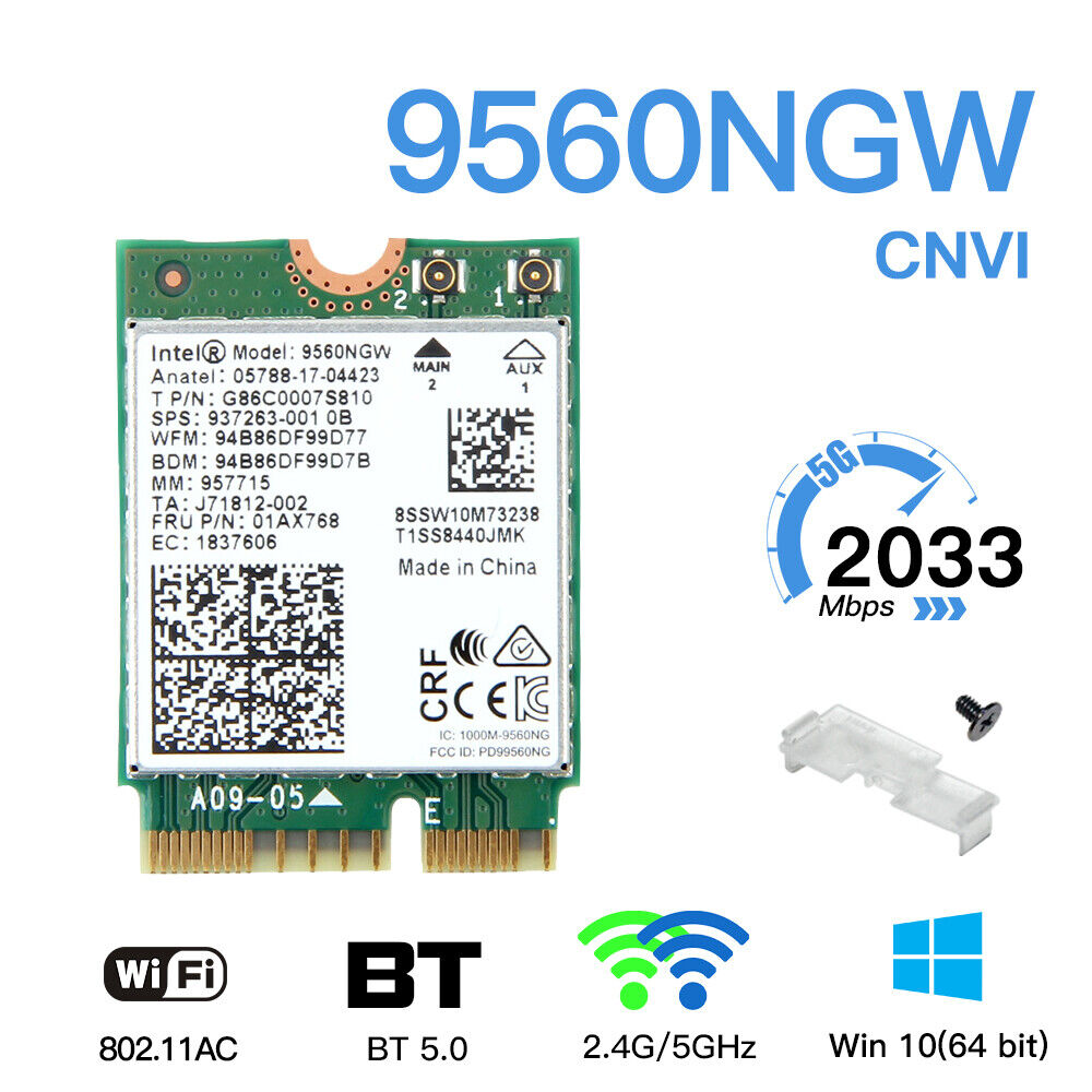 50PCS Intel 9560 Wireless M.2 CNVi Dual Band Bluetooth 5.1 Wireless Network Card