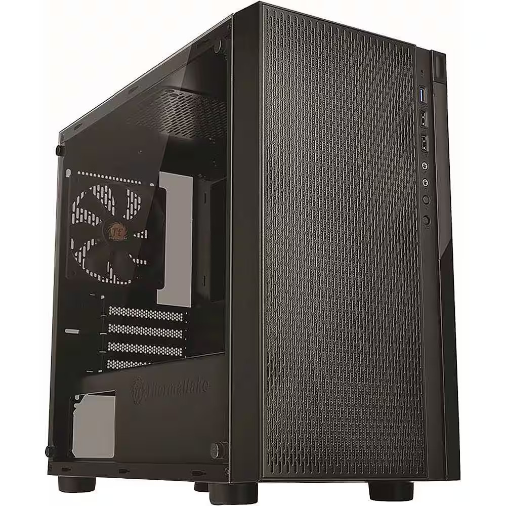 Thermaltake - Versa H18 TG Mid Tower Case - Black/Blue