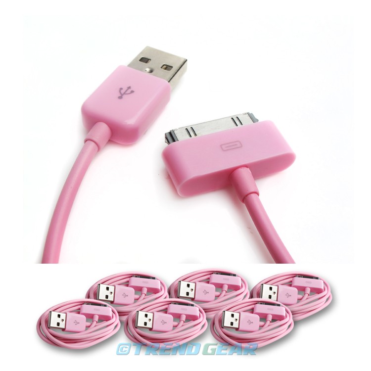 6 PCS 6FT USB SYNC DATA POWER CHARGER CABLES IPAD IPHONE IPOD CLASSIC TOUCH PINK