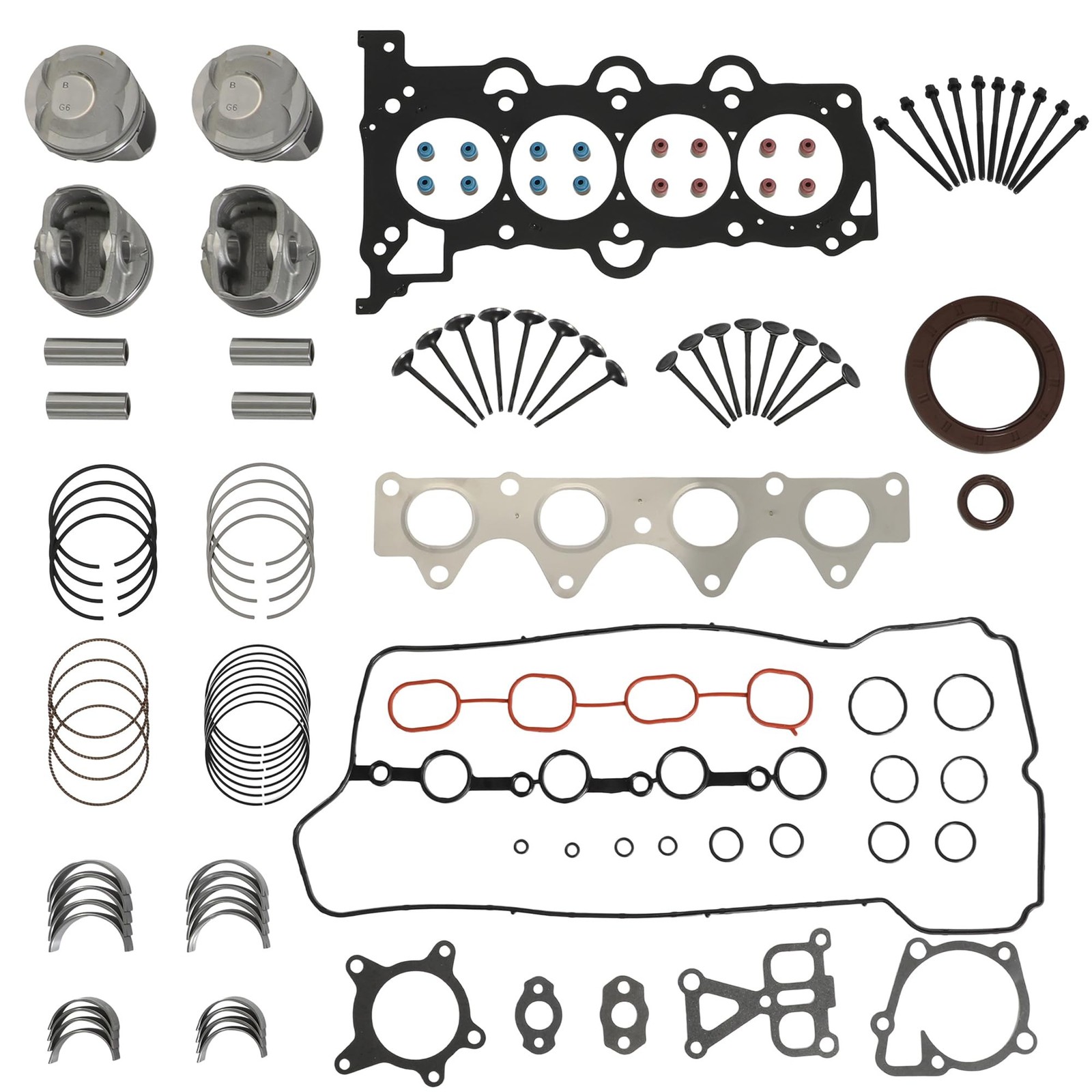 G4FD 1.6 Engine Rebuild Overhaul Kit with Piston Kit & Intake/Exhaust Valves ...