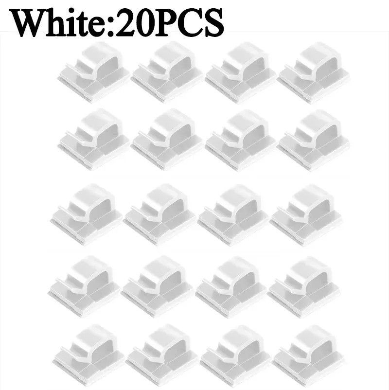 Self Adhesive Cable Clips Car Wire Holder Cord Organizer Clamp White